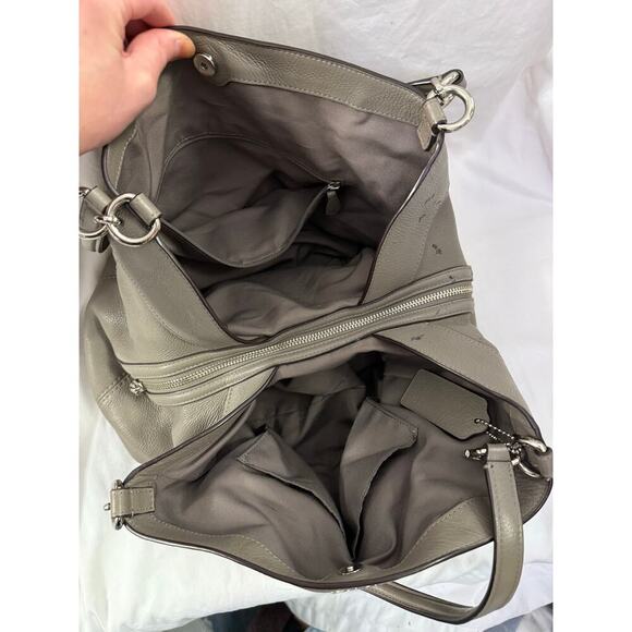 Coach Lexy Taupe Gray Leather Shoulder Bag Purse Handbag GS (as is)
